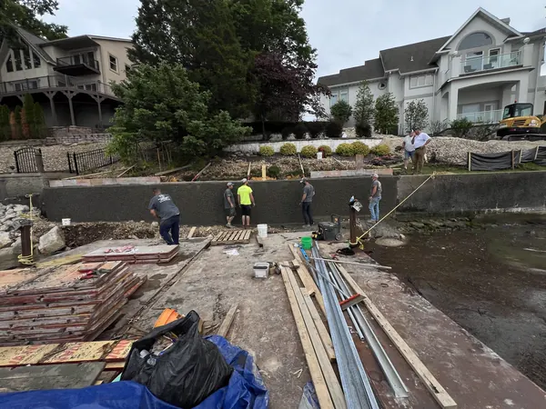Forming a seawall along the waterline