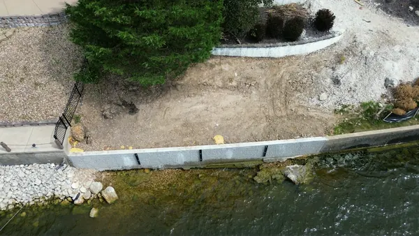 Finished poured concrete seawall